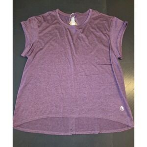 Icyzone Womens XL Purple Open Back Workout Top Short Sleeve Yoga Athletic Shirt